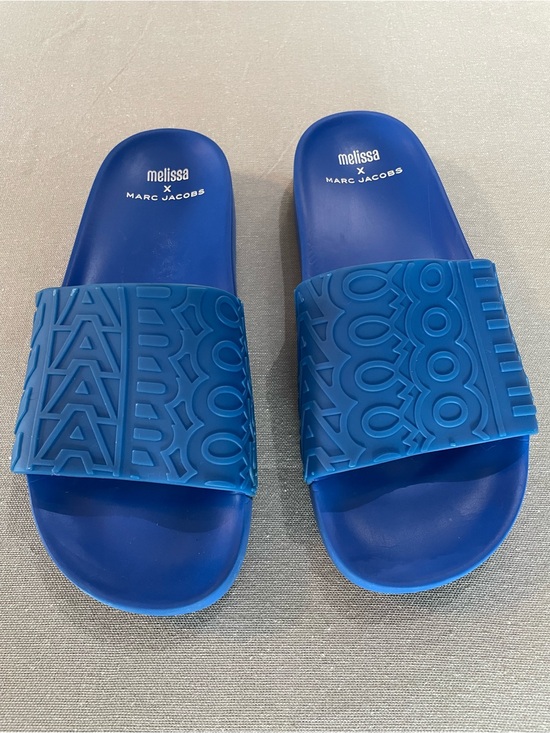 Marc Jacobs Shoes - Melissa x Marc Jacobs Royal Blue Logo Jelly Slides  Designer Athleisure